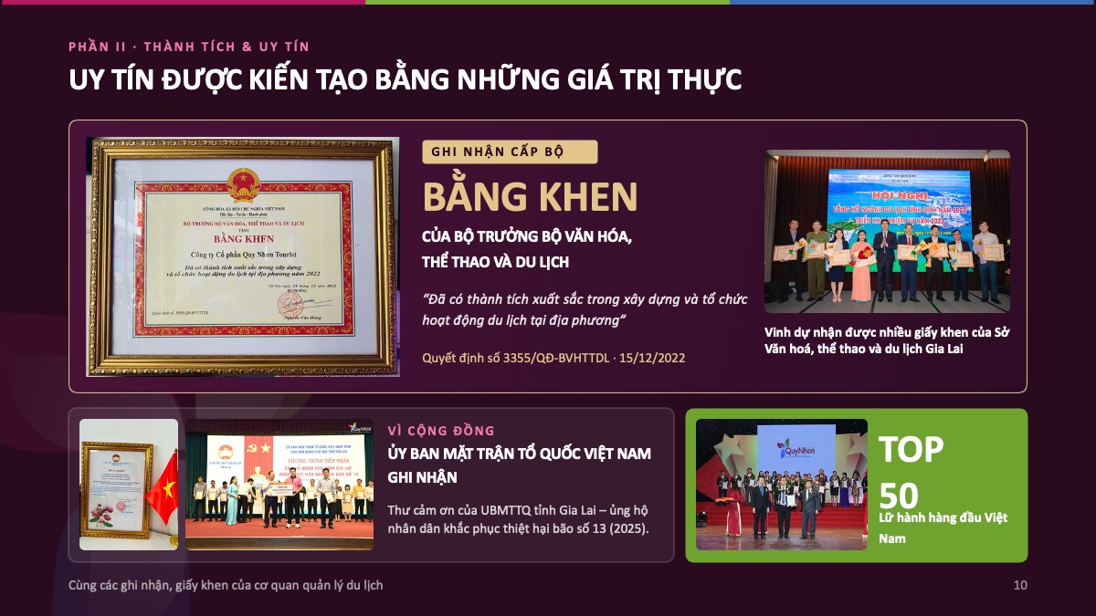 Hồ sơ năng lực Quy Nhơn Tourist - Công ty du lịch uy tín Quy Nhơn