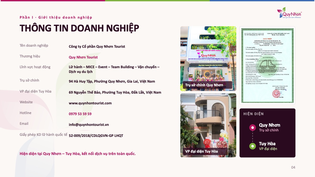 Hồ sơ năng lực Quy Nhơn Tourist - Công ty du lịch uy tín Quy Nhơn