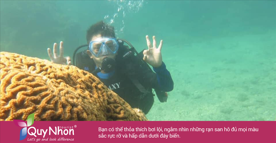 Bạn có thể thỏa thích bơi lội, ngắm nhìn những rạn san hô đủ mọi màu sắc rực rỡ và hấp dẫn dưới đáy biển.