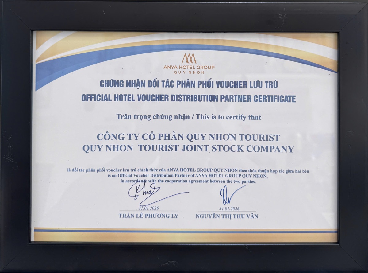 Quy Nhơn Tourist ký hợp đồng voucher Anya Hotel Group Quy Nhơn