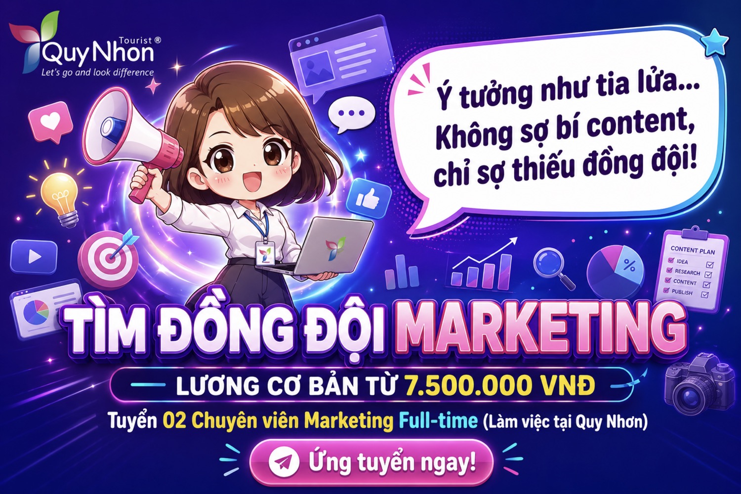 Quy Nhơn Tourist tuyển dụng chuyên viên Marketing Quy Nhơn