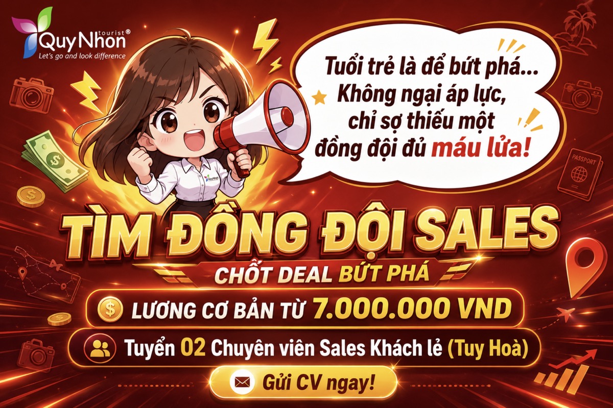 Quy Nhơn Tourist tuyen dung chuyen vien sales Tuy Hoa